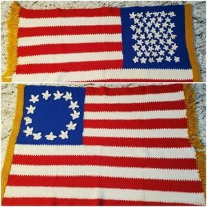 Vintage American flag crocheted blanket